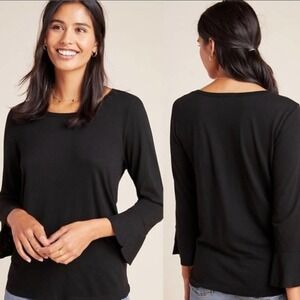 Anthropologie t.la Tessa Bell-Sleeve Tee Black NWT